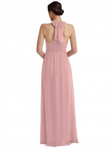 Affordable Empire Waist Long Halter Maxi Bridesmaid Dress UK
