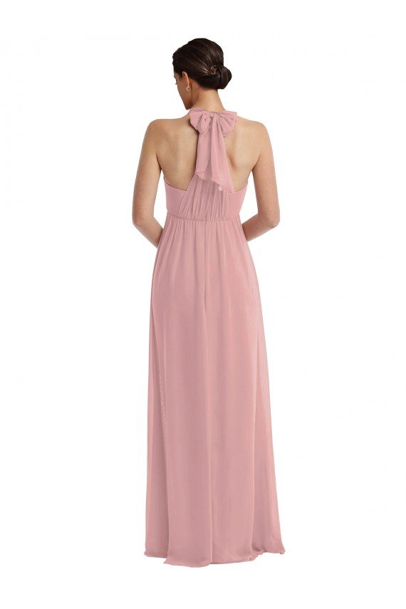Affordable Empire Waist Long Halter Maxi Bridesmaid Dress UK