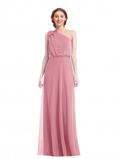 Affordable One Shoulder Bow Blouson Bodice Maxi Bridesmaid Dress UK