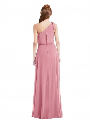 Affordable One Shoulder Bow Blouson Bodice Maxi Bridesmaid Dress UK