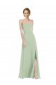 Affordable Scoop Neck Tie Strap Maxi Bridesmaid Dress with Front Slit UK