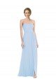 Affordable Strapless Sweetheart Maxi Bridesmaid Dress with Pleated Front Slit UK