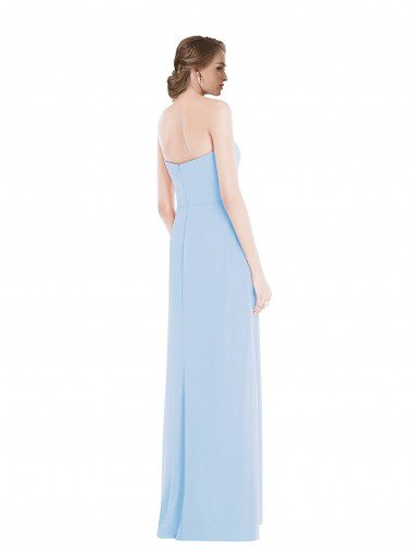 Affordable Strapless Sweetheart Maxi Bridesmaid Dress with Pleated Front Slit UK