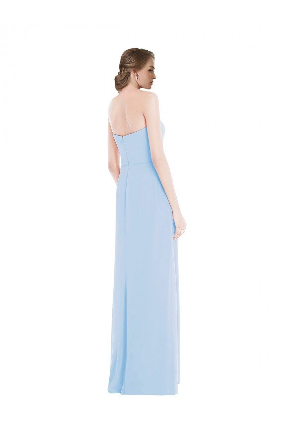 Affordable Strapless Sweetheart Maxi Bridesmaid Dress with Pleated Front Slit UK