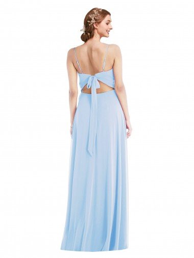 Affordable Tie Back Cutout Maxi Formal Bridesmaid Dress with Front Slit UK