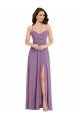 Affordable Wrap Bodice Maxi Bridesmaid Dress with Front Slit UK
