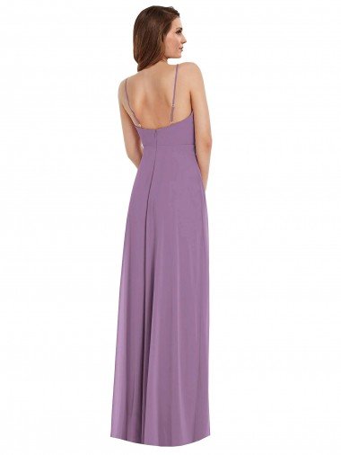 Affordable Wrap Bodice Maxi Bridesmaid Dress with Front Slit UK