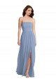 Affordable Strapless A-Line Maxi Bridesmaid Dress with Front Slit UK