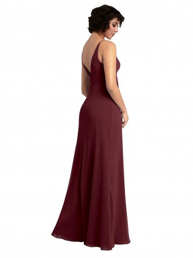Affordable Notched Neckline Empire Waist Chiffon Slip Bridesmaid Dress UK