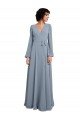 Affordable Wrap Style Long Sleeves Chiffon Bridesmaid Dress with Pleated Bodice UK