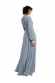Affordable Wrap Style Long Sleeves Chiffon Bridesmaid Dress with Pleated Bodice UK