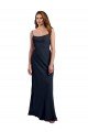 Affordable Scoop Neck Long Chiffon Open Back Bridesmaid Dress with Spaghetti Straps UK