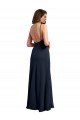 Affordable Scoop Neck Long Chiffon Open Back Bridesmaid Dress with Spaghetti Straps UK