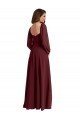 Affordable Sheer Long Sleeves Chiffon Bridesmaid Dress with High Slit UK