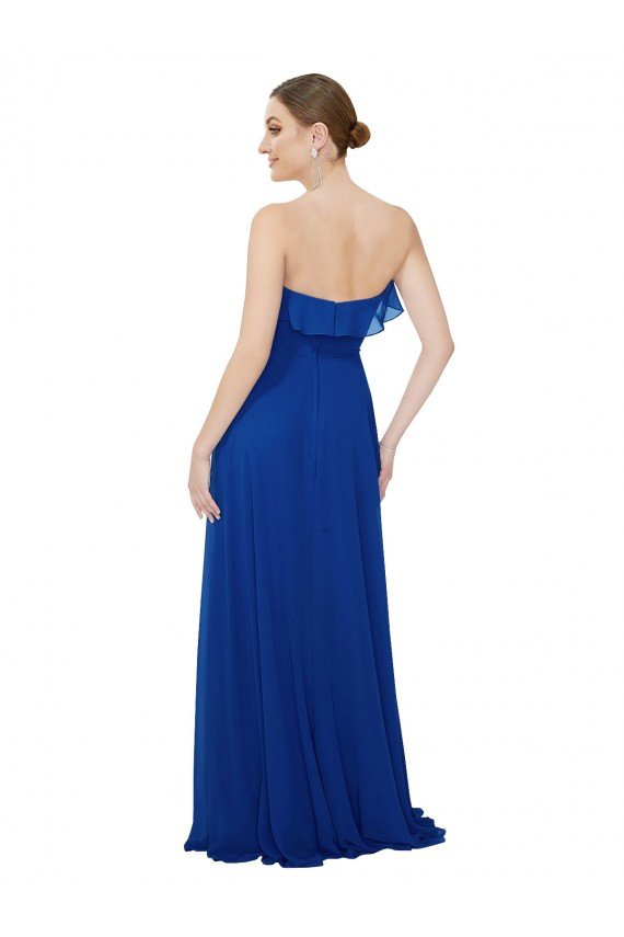 Affordable Ruffled Chiffon Strapless Bridesmaid Dress UK
