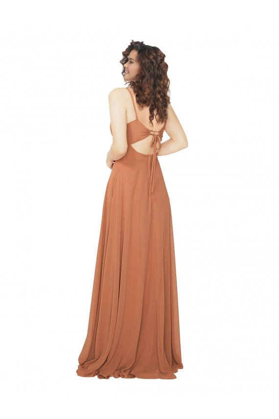 Affordable Chiffon Bridesmaid Dress with Tie Back Keyhole UK