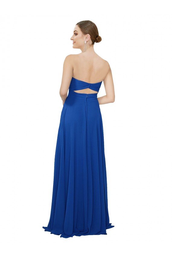 Affordable Strapless Sweetheart Draped Chiffon Bridesmaid Dress UK