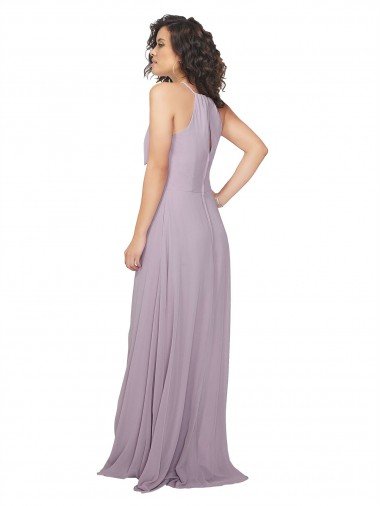 Affordable Halter Neck Bridesmaid Dress with Bow UK
