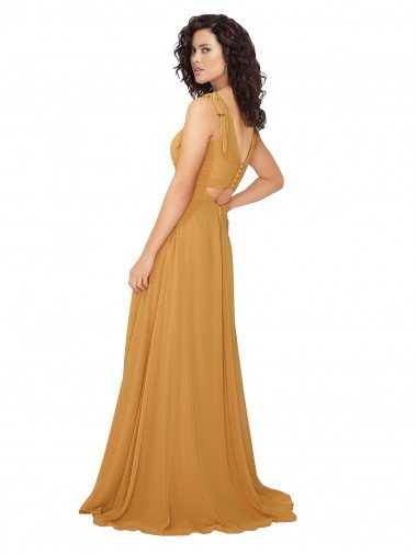 Affordable Boho Chiffon Bridesmaid Dress with Tied Straps UK
