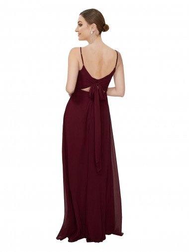 Affordable Scoop Neck Tied Keyhole Back Chiffon Bridesmaid Dress UK