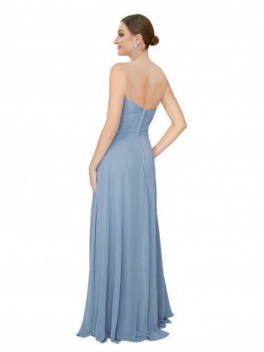 Affordable Draped Sweetheart Chiffon Bridesmaid Dress with Front Slit UK
