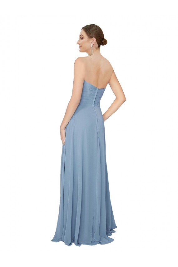 Affordable Draped Sweetheart Chiffon Bridesmaid Dress with Front Slit UK