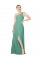 Affordable One Shoulder Asymmetric Chiffon Bridesmaid Dress with Pockets UK