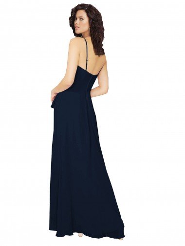 Affordable Ruffled Skirt Low Back Long Chiffon Bridesmaid Dress UK