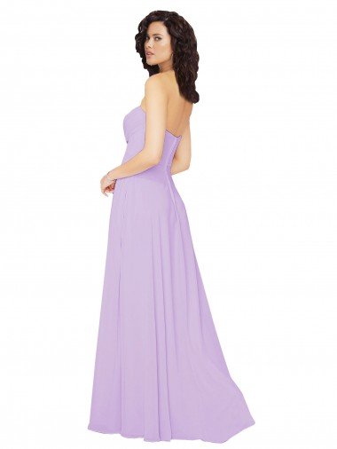 Affordable Draped Sweetheart Long Chiffon Bridesmaid Dress with Front Slit UK