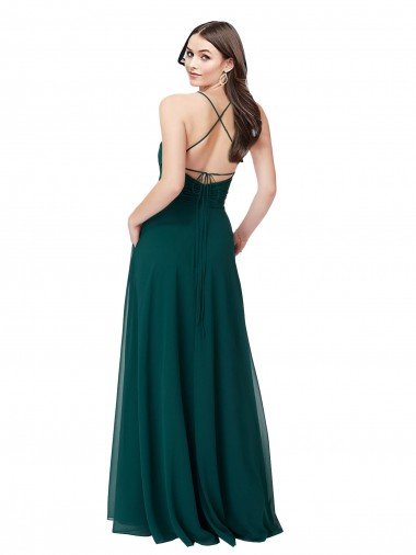 Affordable Chiffon Bridesmaid Dress with Draped Surplice Bodice UK