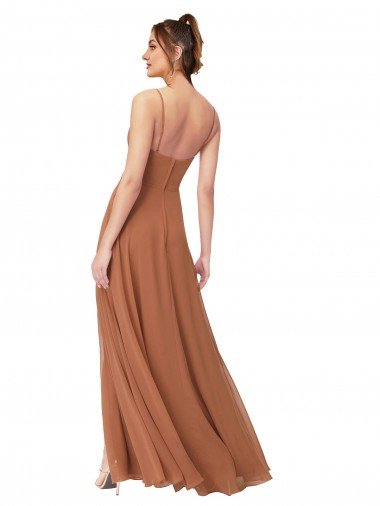 Affordable Cowl Neck Chiffon Bridesmaid Dress with Front Slit UK