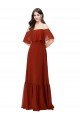 Affordable Off the Shoulder Ruffle Chiffon Bridesmaid Dress UK