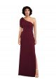 Affordable One Shoulder Chiffon Formal Bridesmaid Dress with Skirt Slit and Accent Strap UK
