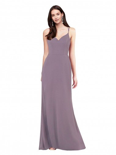 Affordable Simple Floor-Length Chiffon Formal Bridesmaid Dress with Criss-Cross Back UK