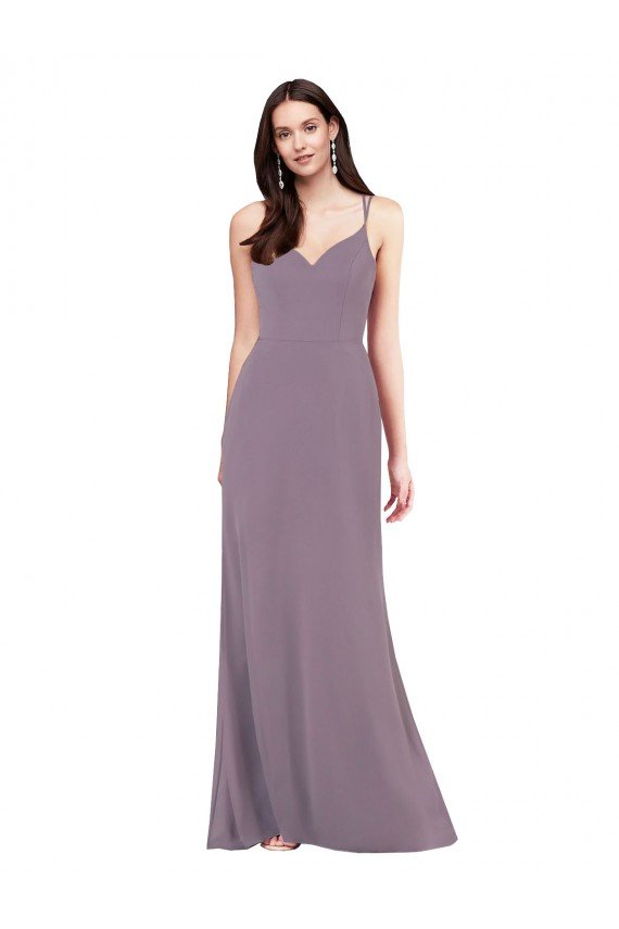 Affordable Simple Floor-Length Chiffon Formal Bridesmaid Dress with Criss-Cross Back UK