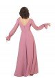 Affordable Long Sleeve Chiffon Bridesmaid Dress with Bow Detail UK