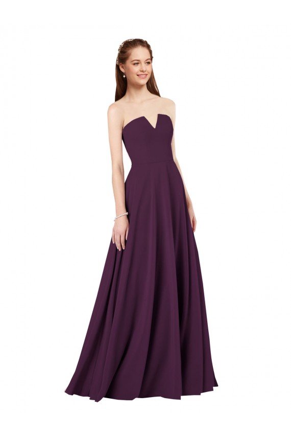 Affordable Strapless Chiffon Bridesmaid Dress with Notched Neckline UK