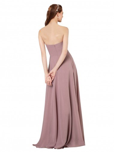 Affordable Strapless Chiffon Bridesmaid Dress with Notched Neckline UK