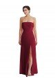 Affordable Cuffed Strapless Maxi Formal Bridesmaid Dress with Front Slit UK