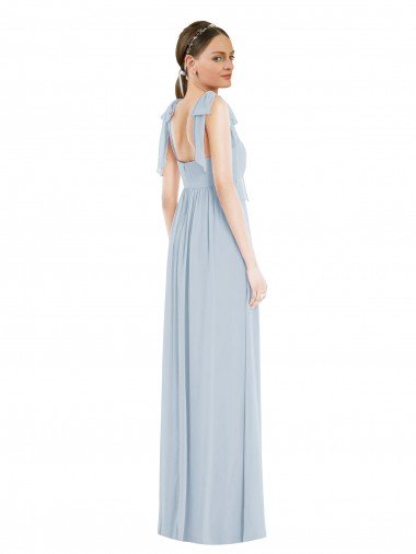 Affordable Tie Shoulder Empire Waist Maxi Bridesmaid Dress UK