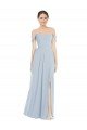 Affordable Off the Shoulder Basque Neck Maxi Bridesmaid Dress with Flounce Sleeves UK