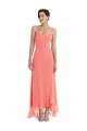 Affordable Scoop Neck Ruffle Trimmed High Low Maxi Bridesmaid Dress UK