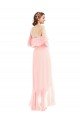 Affordable Off the Shoulder Ruffled High Low Maxi Bridesmaid Dress UK