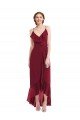 Affordable Ruffle Trimmed V-Neck High Low Wrap Chiffon Bridesmaid Dress UK