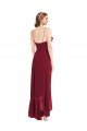 Affordable Ruffle Trimmed V-Neck High Low Wrap Chiffon Bridesmaid Dress UK