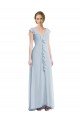 Affordable Ruffle Trimmed V Back Chiffon Maxi Bridesmaid Dress UK