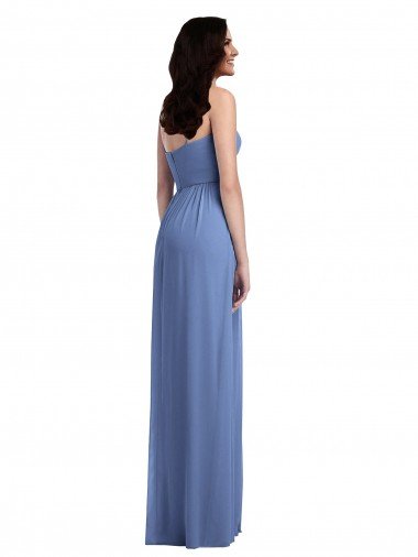 Affordable Slim Spaghetti Straps Chiffon Bridesmaid Dress with Front Slit UK