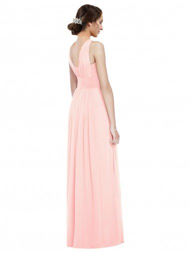Affordable V-Neck Full Length Chiffon Bridesmaid Dress UK