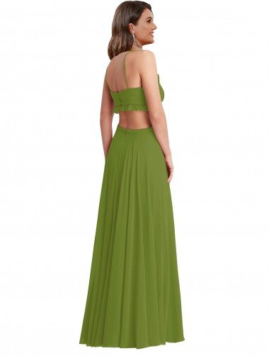 Affordable Ruffled Chiffon Cutout Maxi Bridesmaid Dress UK