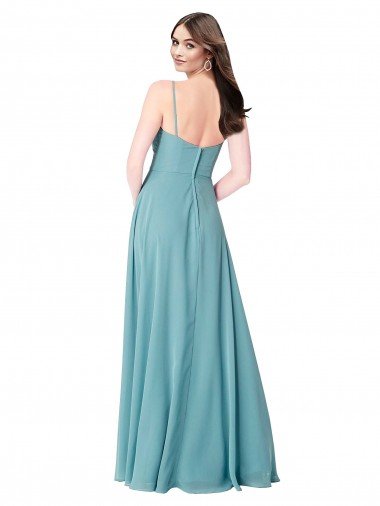 Affordable Draped Empire V-Neck Chiffon Bridesmaid Dress UK